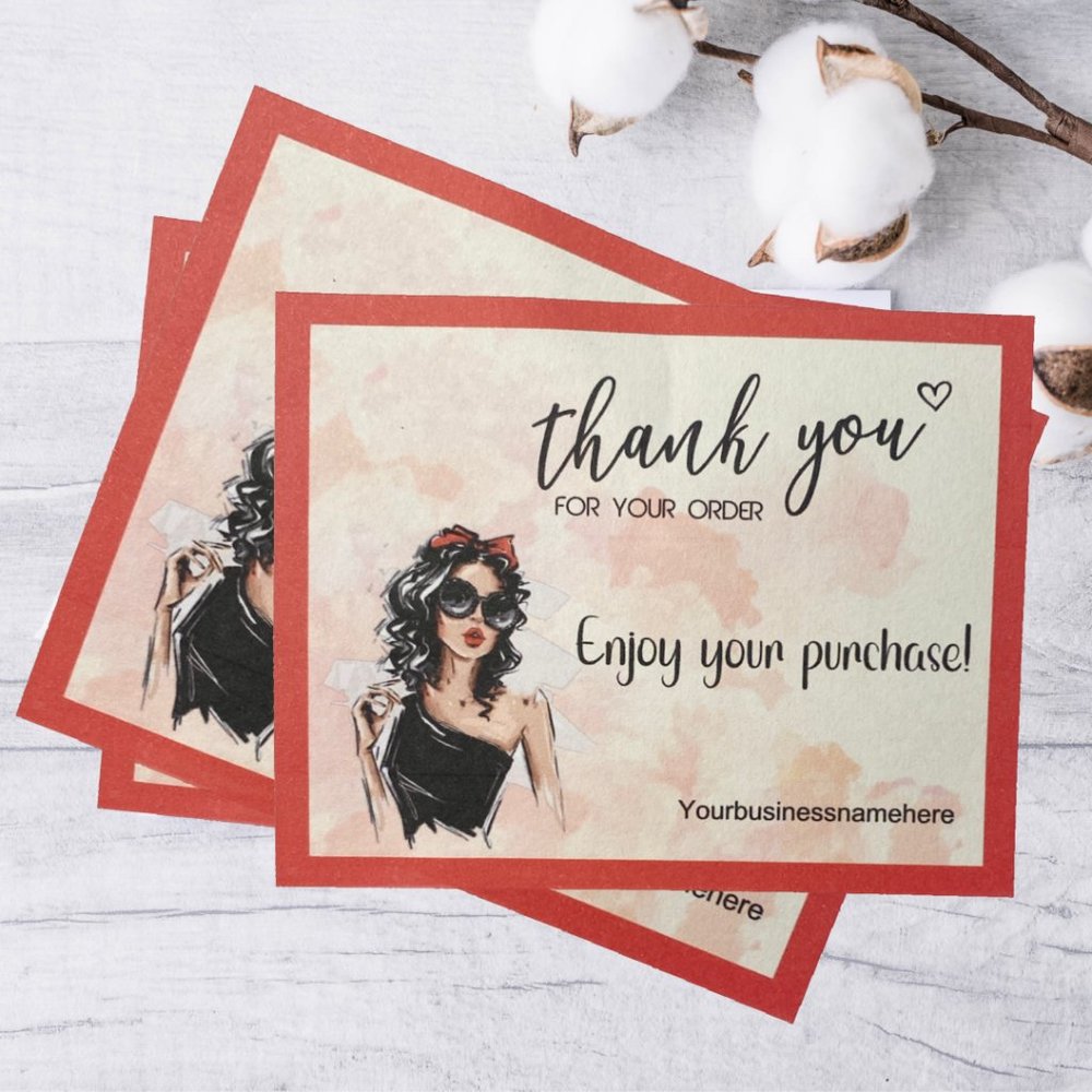 Glam Thank You Cards -  Set of 100 count Thank You Package Customer Cards